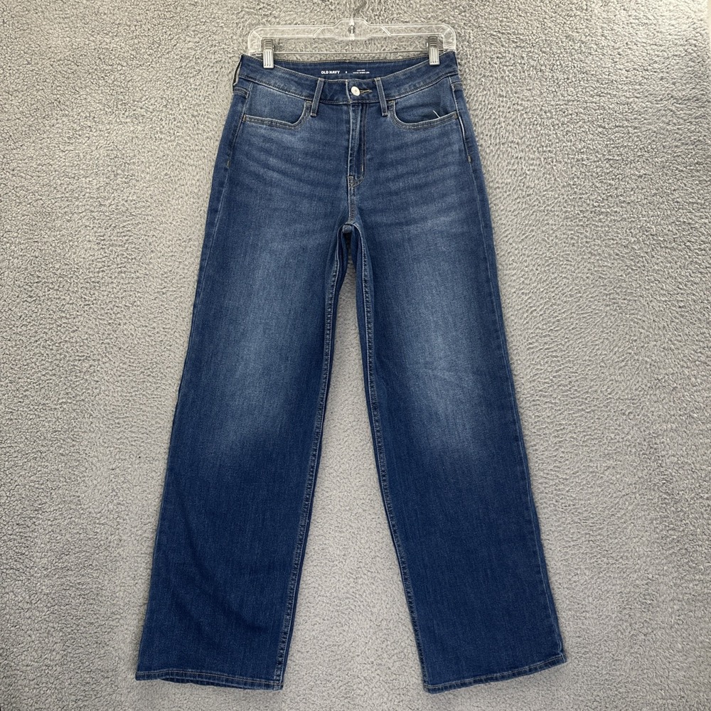 Old Navy High Rise Wow Wide Leg Jeans Boho Retro Stretch Women's 6 x 30.5